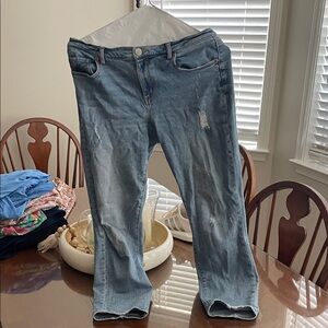 LOFT Light Blue Distressed Ankle Jeans